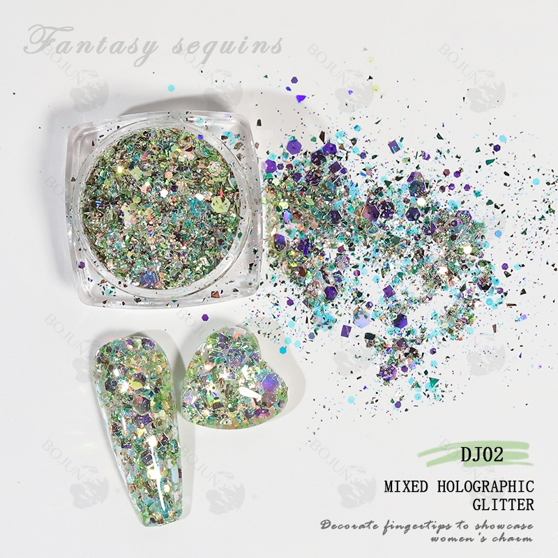 BOJUN DJ02 | Metallic Rainbow Effect Holographic Chunky Glitter